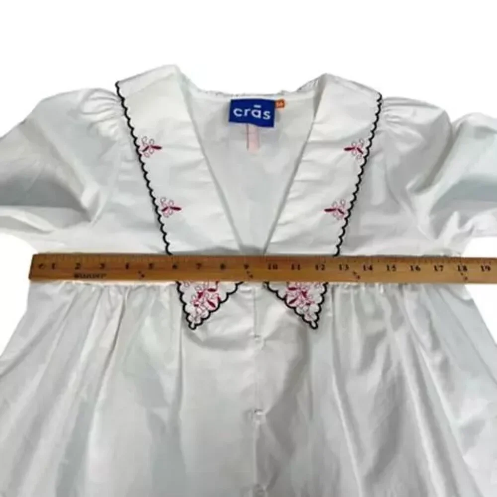CRAS Denmark Nayacras Women Blouse Ebroidered Collar Shirt Top White size 36 - Picture 10 of 12